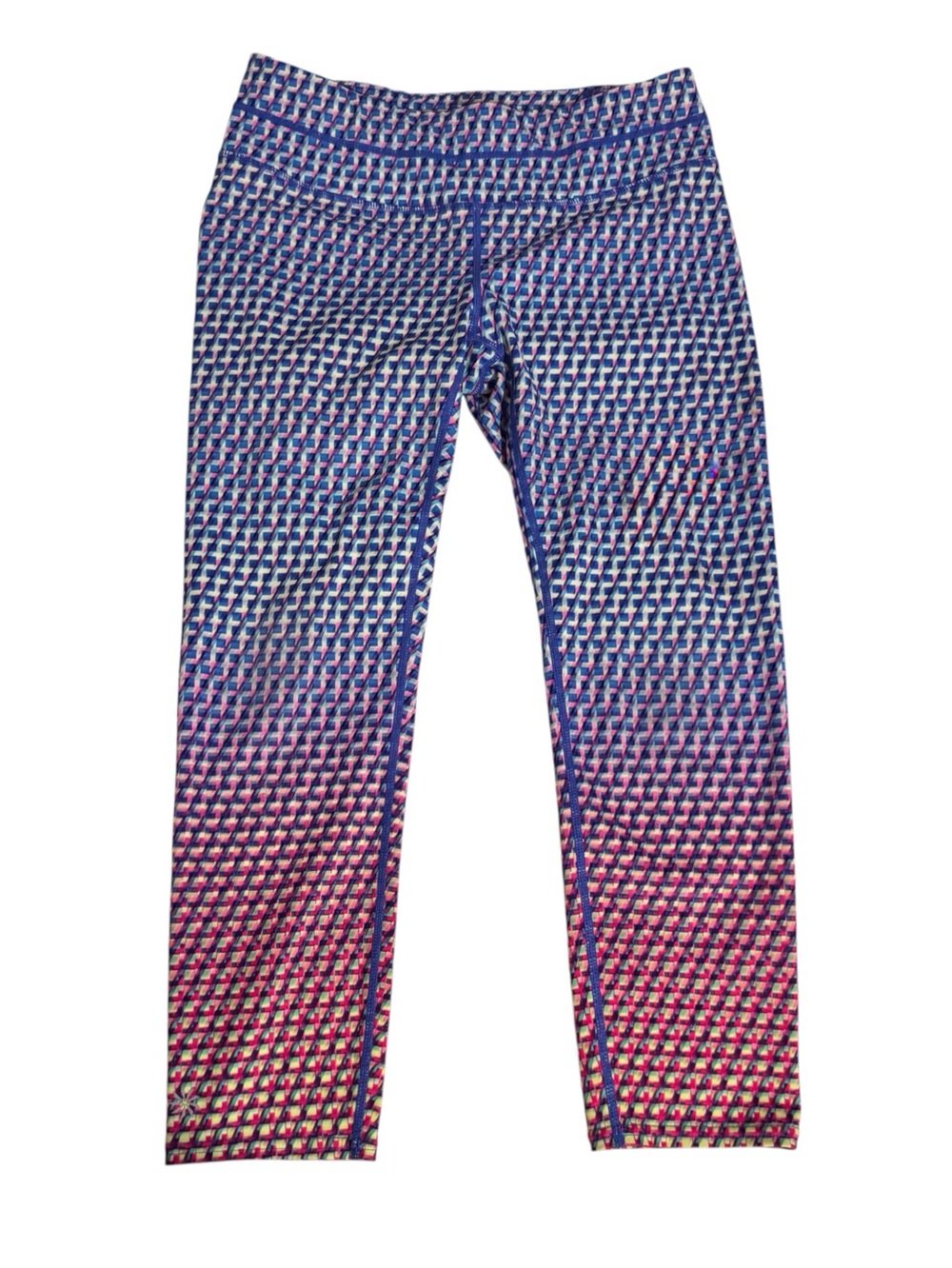 Athleta Multi Vivid Sonar Capri Leggings Small Colorful Cropped Athletic Gym